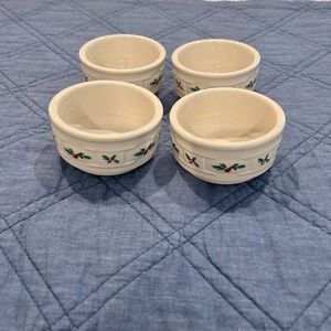 Longaberger Traditional Holly Ramekins Set of Four